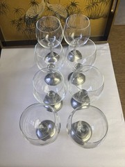 Arte Italica Italian Crystal & Pewter Goblets – Set of 8 – Handmade in Italy