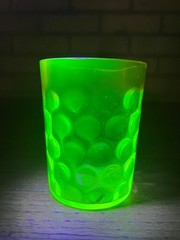 Scarce Antique Hobbs Inverted Thumbprint Amberina / Rubina Verde Glass Tumbler