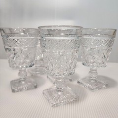 Imperial Glass ‘Cape Cod’ Clear Glass Footed Water Goblets Vintage Elegant Glass