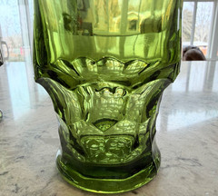 Set of 4 Vintage Viking 4 1/4” Avocado Green Georgian Tumblers Glasses Honeycomb