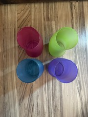Vintage Libby Watusi Swerve Glasses 6” Multicolored Frosted Tumblers MCM Set 4