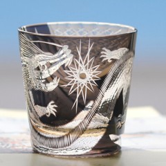 Hand Cut Crystal Whiskey Glass Tumbler Edo Kiriko Drinkware Hand Cut 11oz Black