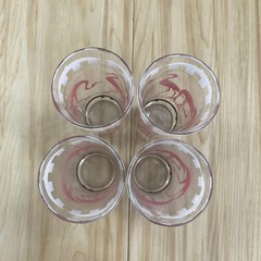 Pink Flamingo Circus Tumbler Hazel Atlas Vintage Glass Tumblers Set of 4