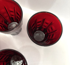 7 Vintage Anchor Hocking High Point Royal Ruby Red Glass Tumblers 4 1/4″ 1940s