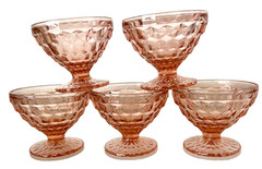 Jeannette Cubist Depression Glass Pink Champagne Coupe Sherbet Dessert Set of 5