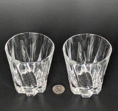 2 Mikasa Crystal Impression 4″ Old Fashioned Rocks Low Ball Glasses Barware MINT