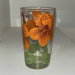 Charming Vintage Swanky Swig Boscul Peanut Butter Glass Orange Nasturtium 5″
