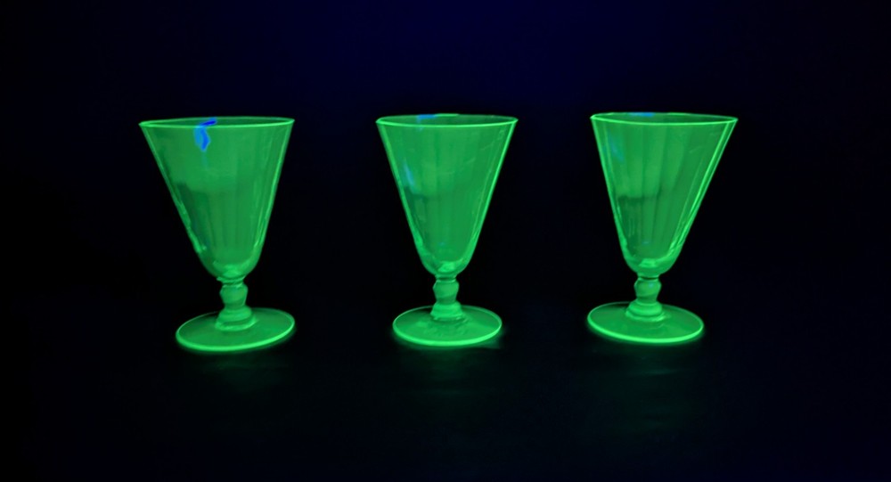 Extremely Rare Set of 3 H. C. Fry 17-9 Cordial Glasses