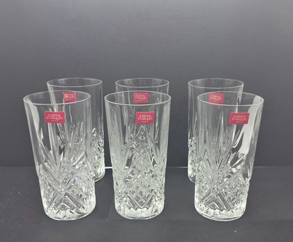 Cristal d’Arques Masquerade 6 Highball Glasses 12.75 oz France NIB