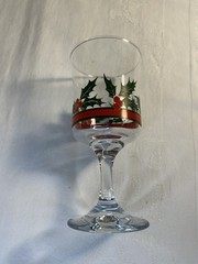 Libbey Holly Ribbon & Bow Wine/Water Goblets 6 3/4″ Set of 2