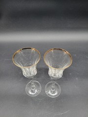 2 Vintage Mikasa Jamestown Clear Gold Trimmed Wine Glasses 8 5/8″ Tall X 3 1/8″