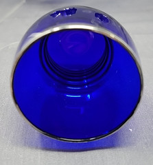 Imperial Glass Shaeffer Cobalt Blue Tumbler w/ Platinum Rim and Rings-Set of 4
