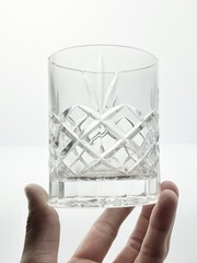 Vintage 4 Crystal Cocktail Old Fashioned Tumbler Glasses 4” 10oz Fan & X Cuts