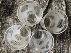 MCM Libbey Silver Leaf Frosted Tumbler Drinking Glasses Vintage 1950s – Set of 4
