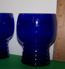 LOT 2 Shaeffer COBALT BLUE TUMBLERS 4″ tall International Glass Depression ExCon
