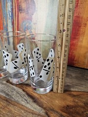 (4) Vtg Turkish Pasabahce Dominoes Drinking Glass 8 Oz Collins Tall Set Domino’s