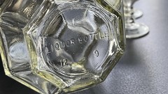 Vintage Anchor Hocking Manhattan glasses set of 6 Mid Century Embossed Liquor B.