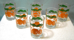 Lot Set 6 Vintage Orange Juice Glasses 3 3/8″ Tall Anchor Hocking 1987 Excellent