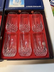 Cristal D’Arques 16 Pieces Longchamp Highball Tumbler Crystal Glass Box NEW