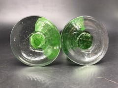 Pair of Vintage Hand Blown Glass Cactus Stemmed Shot Glasses Mexico