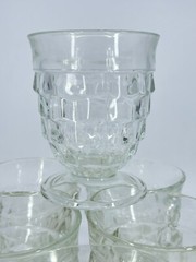 6 Vintage Whitehall by Colony Cubist Clear Footed Tumblers 1970s Drinking Glasse