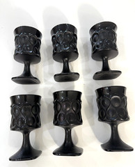 Rare 1970’s Noritake Spotlight Vintage Ebony Black Glass Goblet Lot of 6