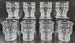 8 Stuart Crystal Dash Dot Tumblers Set Depression Clear Cut England Antique Lot