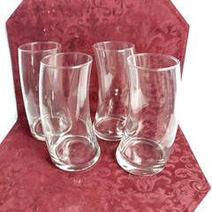Libbey Clear Glass Bravura Cooler Rock Tumbler Curved Glasses 6 3/8″, 16 oz (4)