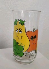 Nancy Lynn Smiling Fruit Face Glass Replacement 1970’s Tumbler 6 in Tall Vintage