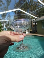 MCM West Virginia Glass Iridescent Lustre Optic Low Sherbet Champagne Stem 40