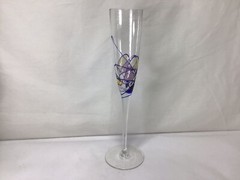 JJ7 Vintage Milano Romanian Crystal Champagne Glass Colbolt Blue Swirl Pattern