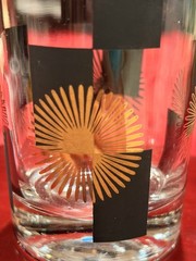 Classic MCM Atomic Starburst Glasses Black Gold Checkerboard 8pc Set Ex Cond