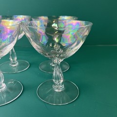 4 Fostoria Drink / Sorbet Stemmed Glasses Iridescent Delicate Classy Vtg
