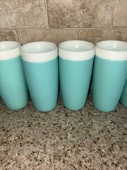 Vintage Bolero Thermoware Tumblers Set of 6 Teal Turquoise #E83