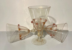 Set of 5 Vintage Salviati 24K Gold Murano Art Wine Glasses
