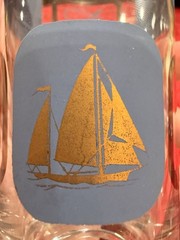 Vintage MCM Nautical Highball Glass Set Of 2 22k Gold Decoration Ex Cond 5.5”
