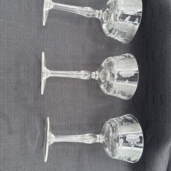 Set Of 3 Vintage 3” W Etched Floral Spray Pattern With Panels Stemmed Glasses
