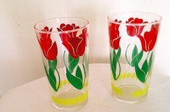 2 Vintage 1950s Federal Glass Tulip Drinking Glasses