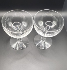 Fostoria Crystal Gray Cut Spring Pattern Champagne/Tall Sherbet glass – set of 2