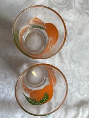 Vintage Anchor Hocking Orange Juice Glasses (2) AHC Fruit Slices