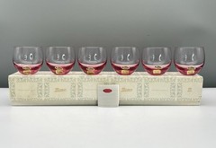NOS MCM Box Set 6 MOSER CORDIAL SPIRIT LIQUEUR Bar Glasses ROSALIN PINK Culbuto
