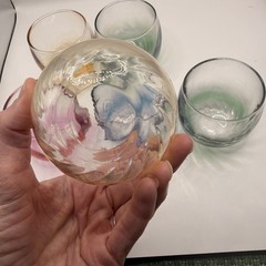 Vintage Set of 6 Federal Glass Rainbow Sheer Roly Poly Cocktail Glasses 6oz