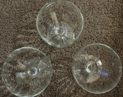 Vintage Starburst Base Sherbet Low Champagne Set Of 3 Glasses