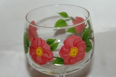 FRANCISCAN Desert Rose Pink Flower 6-1/2″ Wine Goblet Glass Set of 6