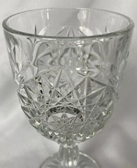 Libbey American Brilliant Goblet 7 1/8” David Star Pressed Cut Glass Water Wine