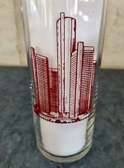 Vintage Renaissance Center Westin Hotel, Detroit Michigan, 7 inch Souvenir Glass