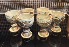 6 Hand Made Studio Pottery Goblets/Chalices, Style of Bennet Welsh Pacific Stone