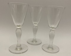 Set (3) Bar Vintage Mini Clear Glass Stemmed Shot Glasses 3.5“ Tall/1.5“ Mouth