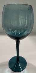 Vintage Pier 1? Ribbed Swirl Turquoise Wine Goblets 8.5”T Set Of 5