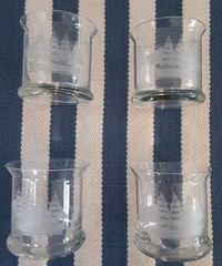 Sailing Clipper Old Fashioneds-Set Of 4-MCM Hand-etched-3 Sheets To The Wind!